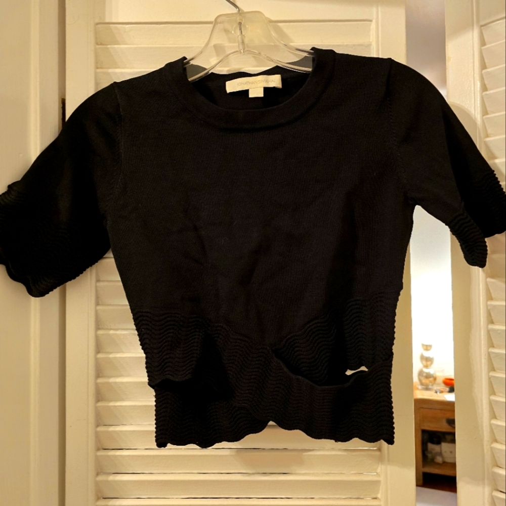 Jonathan Simkhai Black Cropped Blouse XS